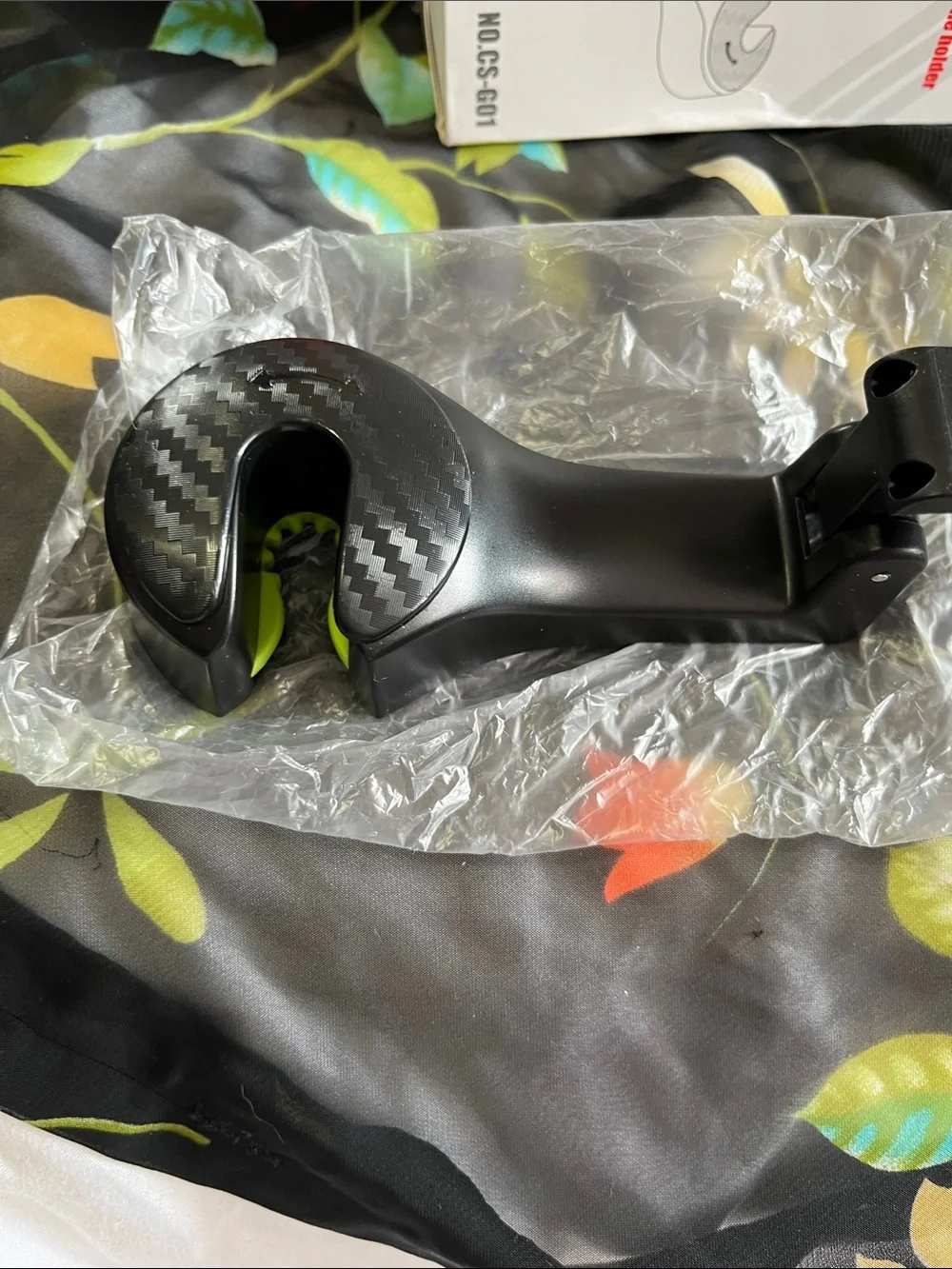 Car Hook Phone Holder Clip — Black with Lime Accents